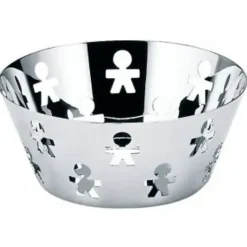 Alessi - Skål i poleret stål - Dekoreret med små mænd - Ø20,5 cm