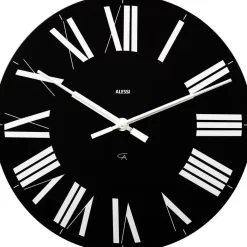 Alessi - vægur fra Alessi - Sort med hvide tal - Ø36 cm