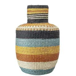 Blommingville - kurv i multifarvet flet - Højde 55 cm