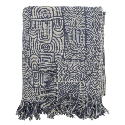 Bloomingville - Bresso Plaid, Blå, Genanvendt Bomuld