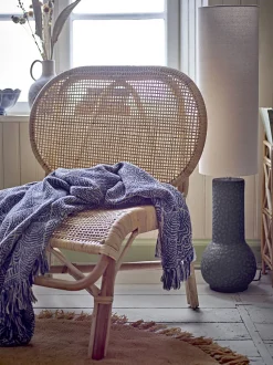 Bloomingville - Bresso Plaid, Blå, Genanvendt Bomuld