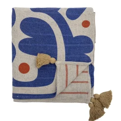 Bloomingville - Eviaya Plaid, Blå, Genanvendt Bomuld