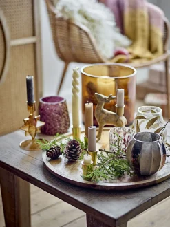 Bloomingville - Felecia Fyrfadsstage, Guld, Genanvendt Glas