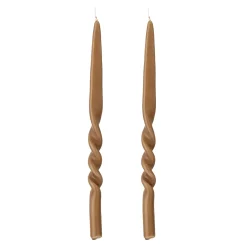 Bloomingville - Twist Stearinlys, Brun, Parafin, sæt med 2 styk