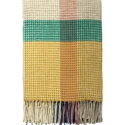 Burel Factory - Plaid - Waffle - Multicolor - Biogreen - 180 x 130 cm