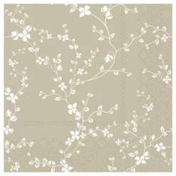 Chic Antique - Serviet - Blomster - 16x16 cm - Lys Latte