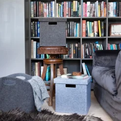 Cinas - Låg til hyldeboks, lysegrå filt