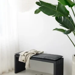 Cinas - Rib bænk 104x35cm mahogni mat sort