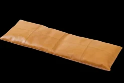 Cinas - Siddepude til 3-personers Rib bænk lysebrun læder, 104 x 35 cm