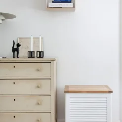 Cinas - Stor jalousi opbevaringsboks i hvid mahogni