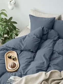 Compliments - Sengetøj - Stone Bed Linen 140x200/60x63 cm - Mørk blå
