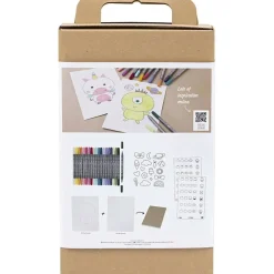 Creativ Company - DIY Kit Tegning, pastelfarver, Blandede figurer, 1 pk.