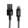 Design Letters - IPhone oplader kabel - "O" - Sort/Hvid