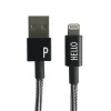 Design Letters - IPhone oplader kabel - "P" - Sort/Hvid