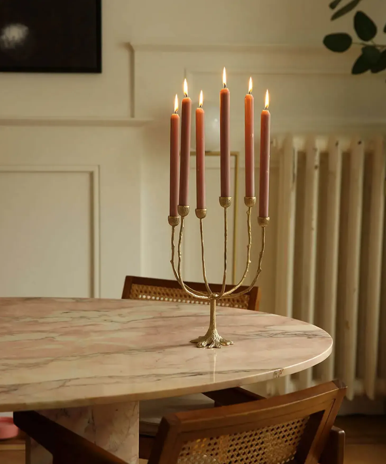 Doing Goods - Lysestage - 6 armet lysestage - Misty Multi - Messing/Brass