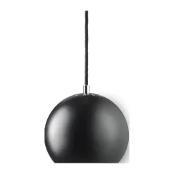 Frandsen Lighting - Ball pendel - sort mat (Ø 18 cm) m. sort stofledning