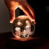 Gingko - Amber Crystal Light Bordlampe - 3D Jelly Fish