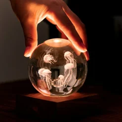 Gingko - Amber Crystal Light Bordlampe - 3D Jelly Fish