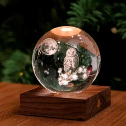 Gingko - Amber Crystal Light Bordlampe - 3D The Owl Moon