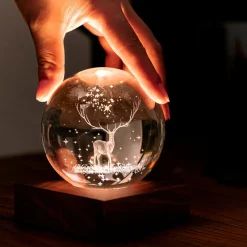 Gingko - Amber Crystal Light Bordlampe - 3D Laser stag