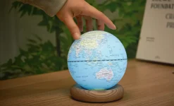 Gingko - Atlas Globe Lamp - Lightblue Mini White Ash base