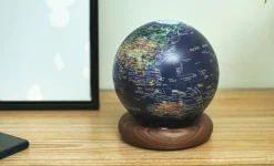 Gingko - Atlas Globe Lamp - Darkblue Mini Walnut base
