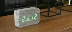 Gingko - Brick Click Clock Ash / Green LED