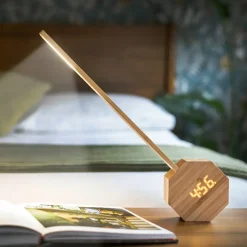Gingko - Octagon One Plus Portable Alarm Clock Desk Light Bamboo