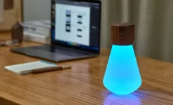 Gingko - Pentagon Light bulb Lamp Large Natural Walnut Wood