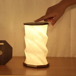 Gingko - Twist Hexagon Lamp - Walnut