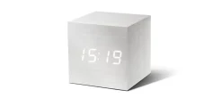 Gingko - Wooden Cube Click Clock White / White LED