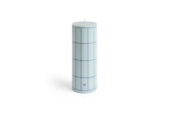 Hay - Column Candle - Light blue with blue grid check