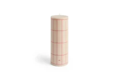Hay - Column Candle - Off-white with red grid check