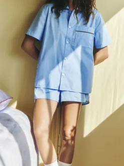 HAY - Outline Pyjama - Kortærmet Shirt - S/M - Soft Blue