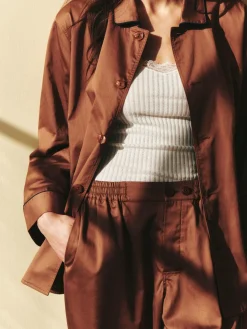 HAY - Outline Pyjama - Langærmet Shirt - M/L - Milk Chocolate