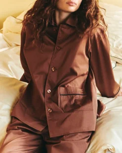 HAY - Outline Pyjama - Langærmet Shirt - XS/S - Milk Chocolate