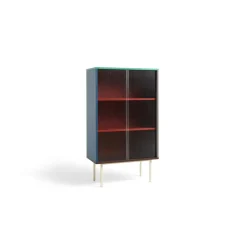 Hay - Reol til Gulv m. Glaslåger - Colour Cabinet - Multi farvet - Høj model, B75 X D39 X H130