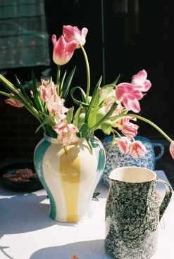 HAY - Sobremesa Stribe Vase - Large - Grøn og gul