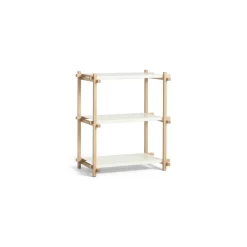 Hay - Woody Shelving 2.0 Column Low - Hvid/Eg - 3 hylder