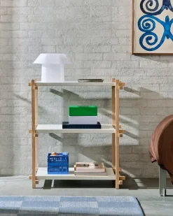 Hay - Woody Shelving 2.0 Column Low - Hvid/Eg - 3 hylder