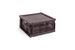HAY Colour Crate Lid Plastic - Medium Square / Cube - Bordeaux