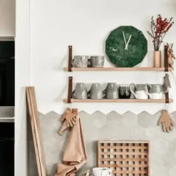 Hemverk - Vægur - Grøn Marmor - Grøn/Guld - Ø28 cm