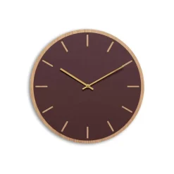 Hemverk - Vægur - Lys Eg/Burgundy - Guld visere - Ø38 cm