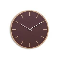 Hemverk - Vægur - Lys Eg/Burgundy - Sølv visere - Ø38 cm