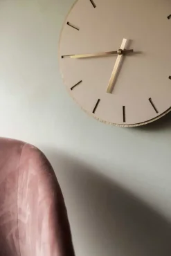 Hemverk - Vægur - Lys Eg/Powder Dusty Rose - Kobber visere - Ø38 cm