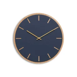 Hemverk - Vægur - Lys Eg/Smokey blue - Guld visere - Ø38 cm