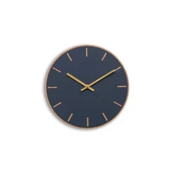 Hemverk - Vægur - Lys Eg/Smokey blue - Guld visere - Ø28 cm