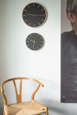 Hemverk - Vægur - Lys Eg/Sort - Kobber visere - Ø38 cm