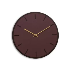 Hemverk - Vægur - Mørk Eg/Burgundy - Guld visere - Ø38 cm