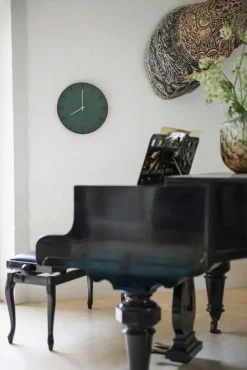 Hemverk - Vægur - Mørk Eg/Conifer Grøn - Kobber visere - Ø28 cm